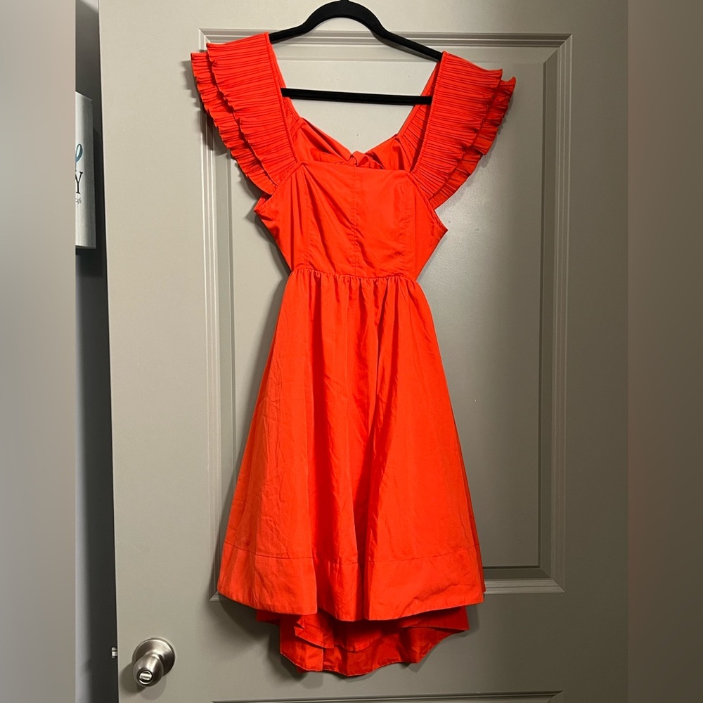 Vici Red Cotton Flutter Sleeve Tie-Back Dress | Size Small